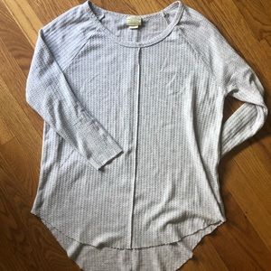Thermal Gray-White Knit Long Sleeve